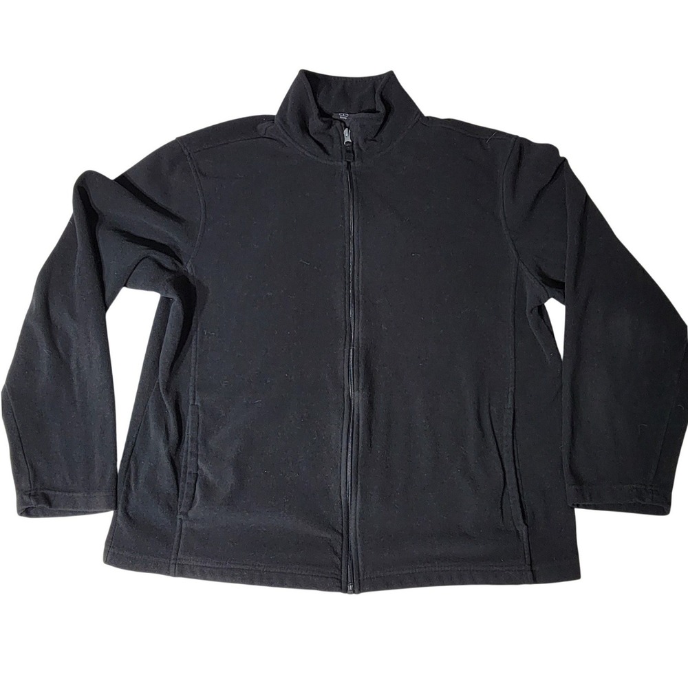 Starter Mens Black Full Zip Fleece Jacket RM3ZY012F Mock Neck Large L